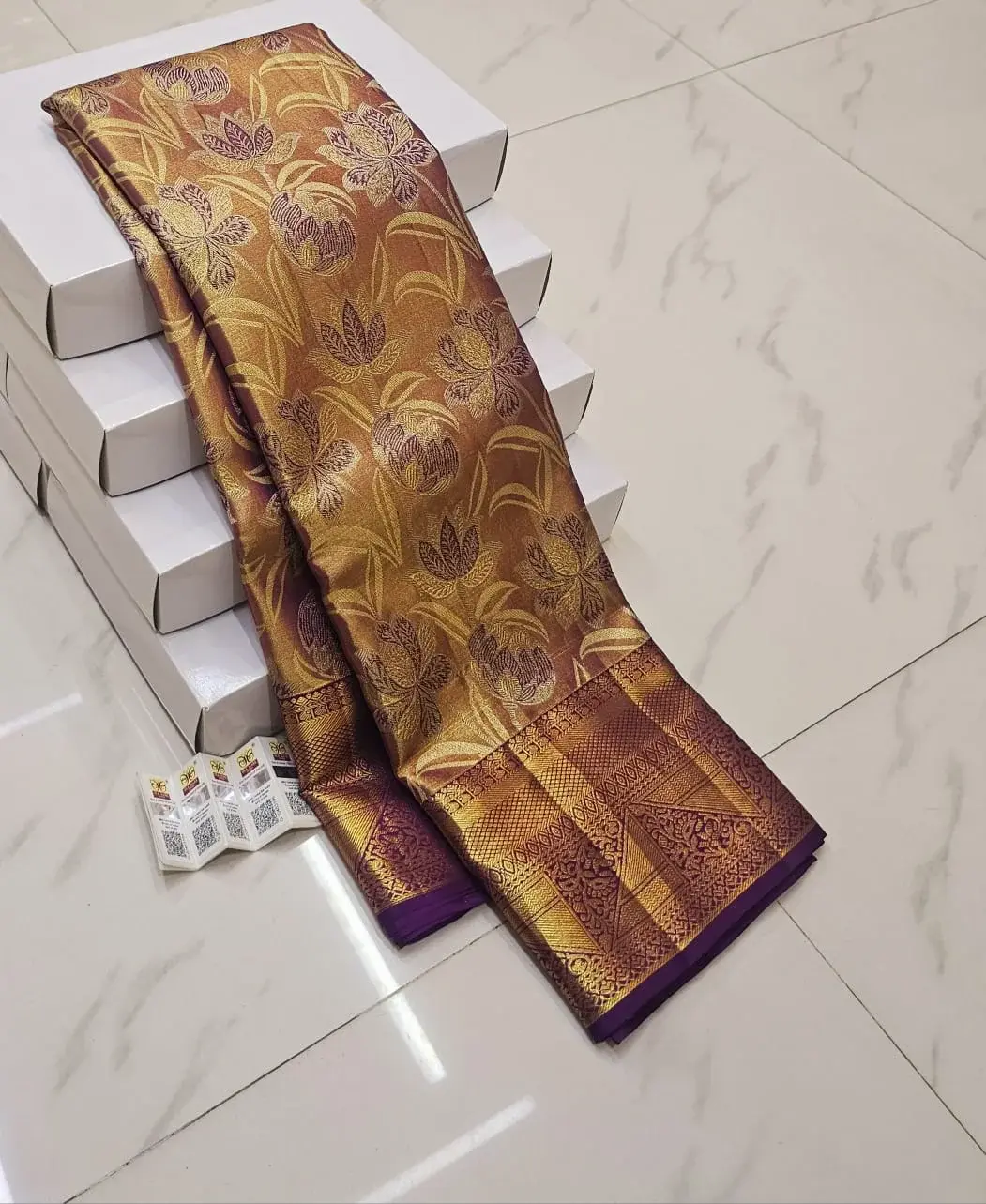 Bronze-Brown Kanchipuram Handloom Bridal Silk Saree